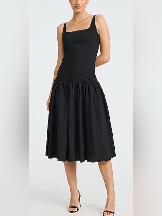 Express Dresses & Skirts - Express Black Square Neck Drop Waist Fit-and-Flare Midi Dress